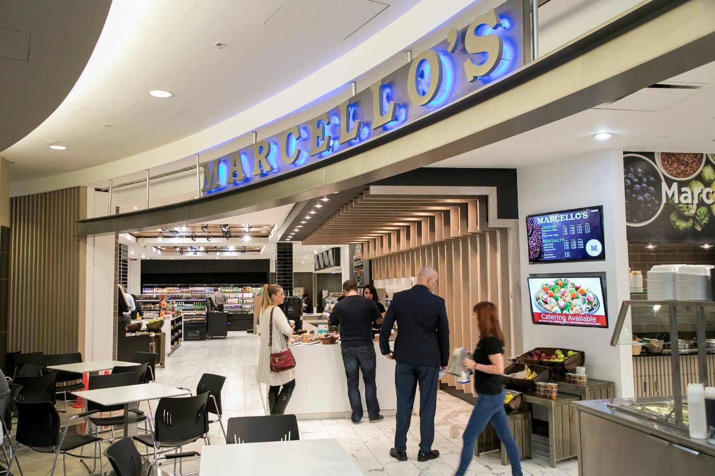 A Marcello's Market & Deli store in an office tower lobby
